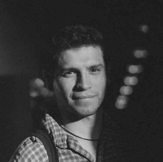 Black and white portrait of Gustavo René Sanabria.